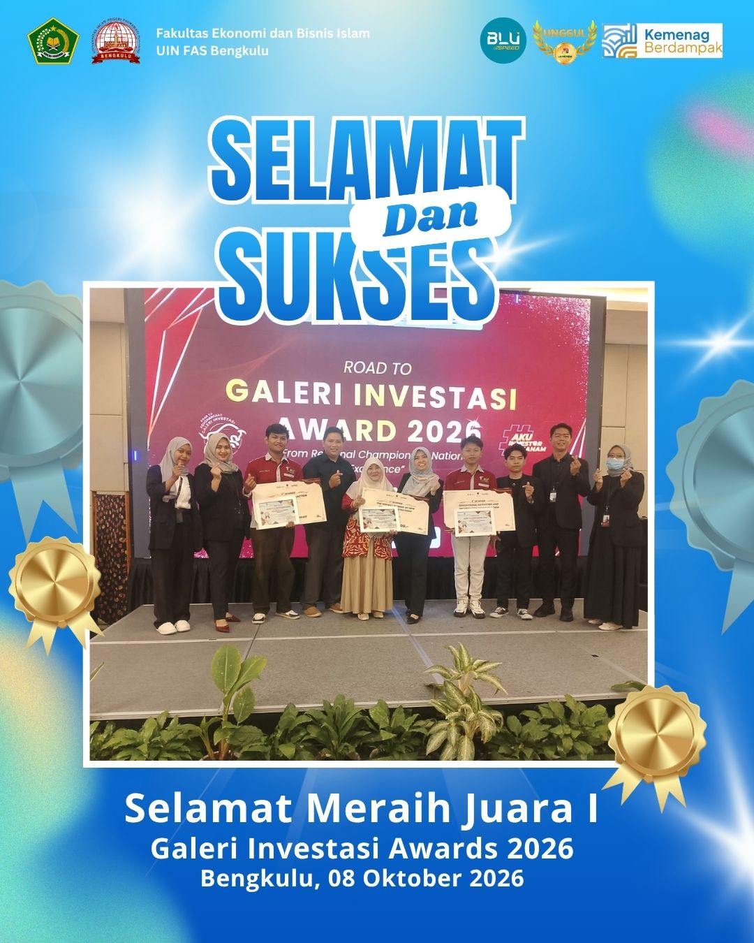 Read more about the article Membanggakan! Galeri Investasi UIN FAS Bengkulu Raih Juara I di Ajang Galeri Investasi Awards 2026